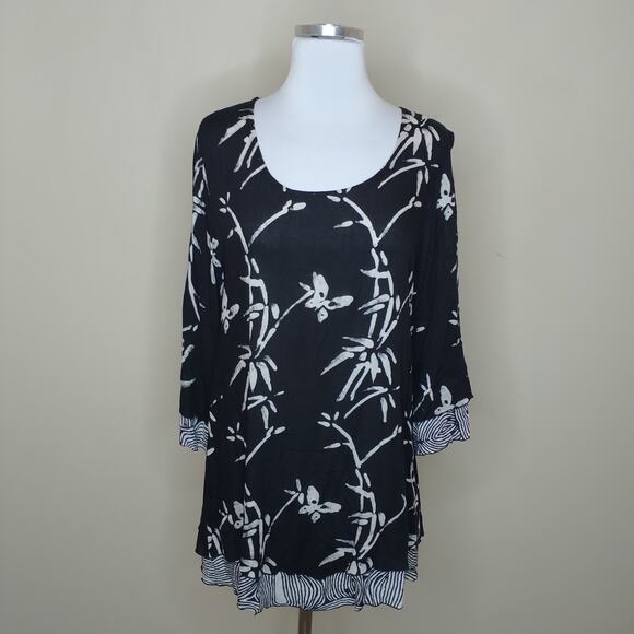 Soft Surroundings Tunic Floral Tropical Layered Rayon - Picture 1 of 7